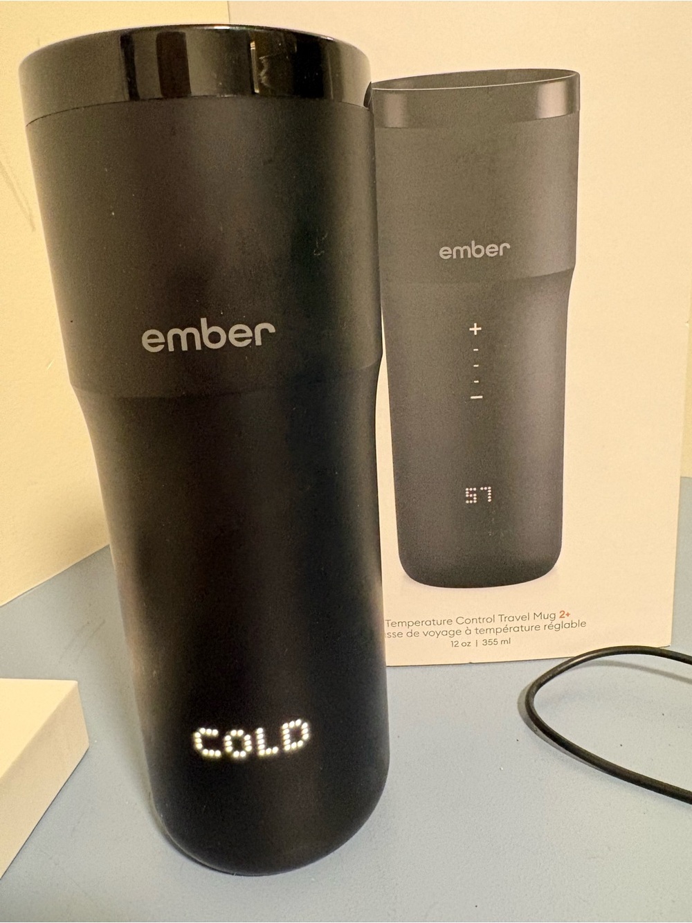 Ember Travel Mug 2 + Extra Sipping Lid, Charger & Boxes – Black